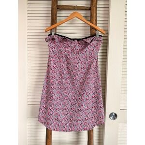 Roxy Strapless Mini Dress Womens Medium Pink Floral Excellent Smocked Cutout